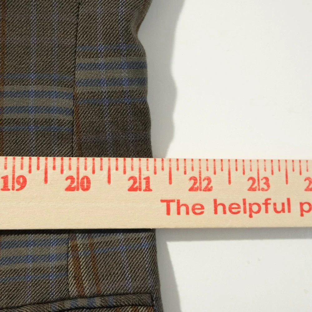 Johnston & Murphy Large Sport Coat 100% Wool Brown Plaid Two Button Double Ventd